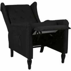 TRUE DEAL Fauteuil Inclinable Noir Tissu -Pas Cher Fauteuil Magasin 57845772 5