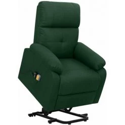 TRUE DEAL Fauteuil De Massage Inclinable Vert Foncé Tissu
