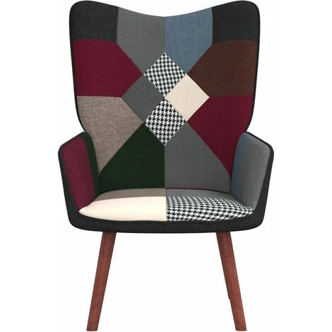 TRUE DEAL Chaise De Relaxation Patchwork Tissu 4 TRUE DEAL Chaise De Relaxation Patchwork Tissu – Image 2