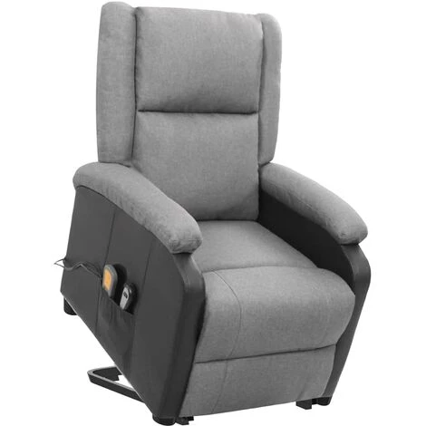 TRUE DEAL Fauteuil De Massage Inclinable Gris Clair Tissu 3 TRUE DEAL Fauteuil De Massage Inclinable Gris Clair Tissu