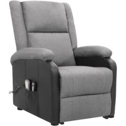 TRUE DEAL Fauteuil De Massage Inclinable Gris Clair Tissu 8 TRUE DEAL Fauteuil De Massage Inclinable Gris Clair Tissu -Pas Cher Fauteuil Magasin 57845790 2