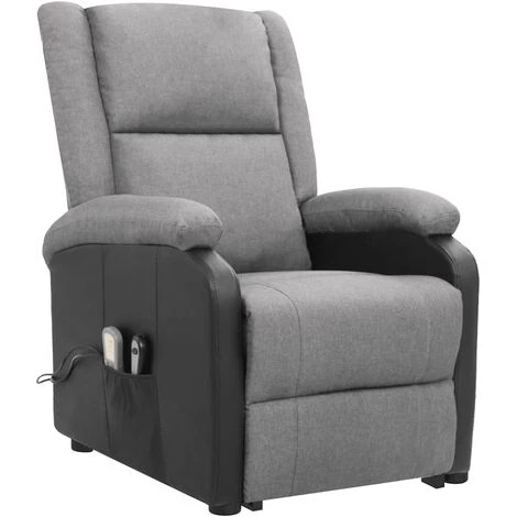 TRUE DEAL Fauteuil De Massage Inclinable Gris Clair Tissu 4 TRUE DEAL Fauteuil De Massage Inclinable Gris Clair Tissu – Image 2