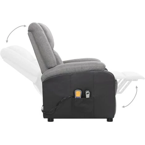 TRUE DEAL Fauteuil De Massage Inclinable Gris Clair Tissu 7 TRUE DEAL Fauteuil De Massage Inclinable Gris Clair Tissu – Image 5
