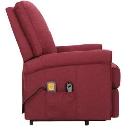 TRUE DEAL Fauteuil De Massage Inclinable Rouge Bordeaux Tissu -Pas Cher Fauteuil Magasin 57845797 4