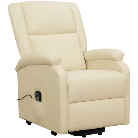 TRUE DEAL Fauteuil Inclinable Crème Similicuir 4 TRUE DEAL Fauteuil Inclinable Crème Similicuir – Image 2