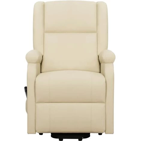 TRUE DEAL Fauteuil Inclinable Crème Similicuir 5 TRUE DEAL Fauteuil Inclinable Crème Similicuir – Image 3