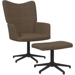 TRUE DEAL Chaise De Relaxation Avec Tabouret Marron Tissu