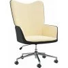 TRUE DEAL Chaise De Relaxation Blanc Crème Velours Et PVC -Pas Cher Fauteuil Magasin 57845811 1