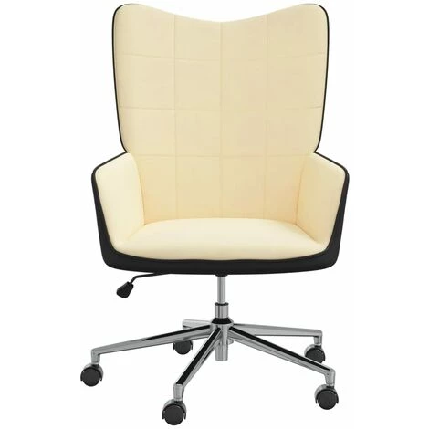 TRUE DEAL Chaise De Relaxation Blanc Crème Velours Et PVC 4 TRUE DEAL Chaise De Relaxation Blanc Crème Velours Et PVC – Image 2