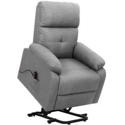 TRUE DEAL Fauteuil Inclinable Gris Clair Tissu