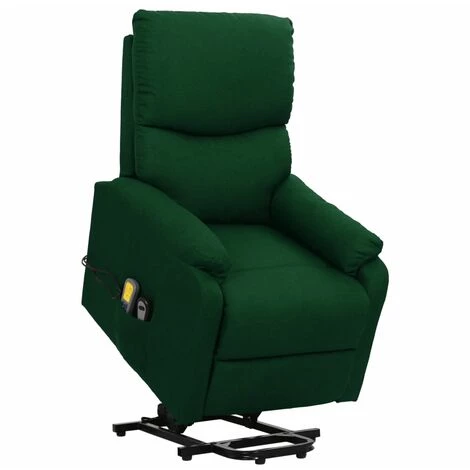 TRUE DEAL Fauteuil De Massage Inclinable Vert Foncé Tissu 3 TRUE DEAL Fauteuil De Massage Inclinable Vert Foncé Tissu