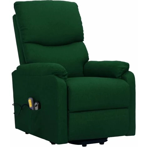 TRUE DEAL Fauteuil De Massage Inclinable Vert Foncé Tissu 4 TRUE DEAL Fauteuil De Massage Inclinable Vert Foncé Tissu – Image 2