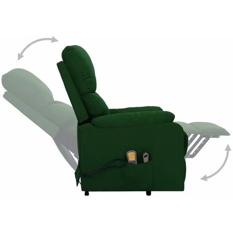 TRUE DEAL Fauteuil De Massage Inclinable Vert Foncé Tissu 7 TRUE DEAL Fauteuil De Massage Inclinable Vert Foncé Tissu – Image 5