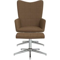 TRUE DEAL Chaise De Relaxation Avec Tabouret Marron Tissu -Pas Cher Fauteuil Magasin 57845878 2