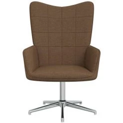 TRUE DEAL Chaise De Relaxation Avec Tabouret Marron Tissu -Pas Cher Fauteuil Magasin 57845878 4