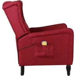 TRUE DEAL Fauteuil De Massage Inclinable Rouge Bordeaux Tissu -Pas Cher Fauteuil Magasin 57845904 3