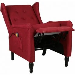 TRUE DEAL Fauteuil De Massage Inclinable Rouge Bordeaux Tissu -Pas Cher Fauteuil Magasin 57845904 5