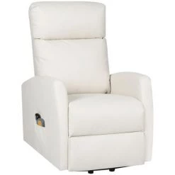 TRUE DEAL Fauteuil Inclinable De Massage Crème Similicuir 8 TRUE DEAL Fauteuil Inclinable De Massage Crème Similicuir -Pas Cher Fauteuil Magasin 57845905 2