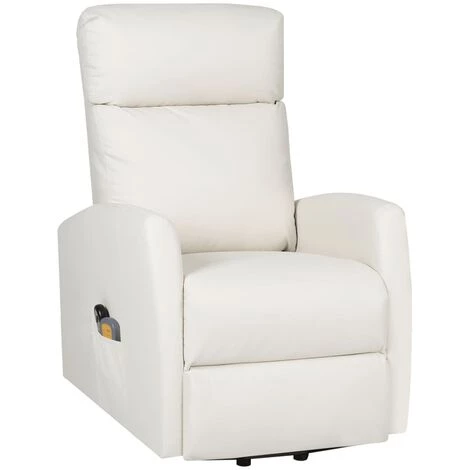 TRUE DEAL Fauteuil Inclinable De Massage Crème Similicuir 4 TRUE DEAL Fauteuil Inclinable De Massage Crème Similicuir – Image 2