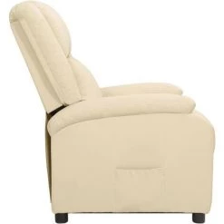 TRUE DEAL Fauteuil Inclinable Crème Cuir Véritable -Pas Cher Fauteuil Magasin 57846674 4