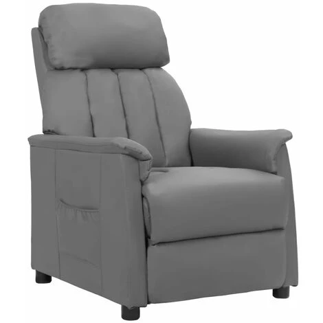 TRUE DEAL Fauteuil Inclinable Gris Similicuir 3 TRUE DEAL Fauteuil Inclinable Gris Similicuir
