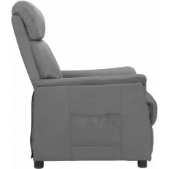 TRUE DEAL Fauteuil Inclinable Gris Similicuir 9 TRUE DEAL Fauteuil Inclinable Gris Similicuir -Pas Cher Fauteuil Magasin 57846795 3