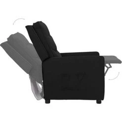 TRUE DEAL Fauteuil Inclinable Noir Tissu -Pas Cher Fauteuil Magasin 57846883 5