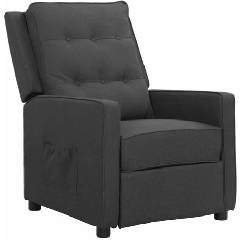 TRUE DEAL Fauteuil Inclinable Gris Foncé Tissu 3 TRUE DEAL Fauteuil Inclinable Gris Foncé Tissu