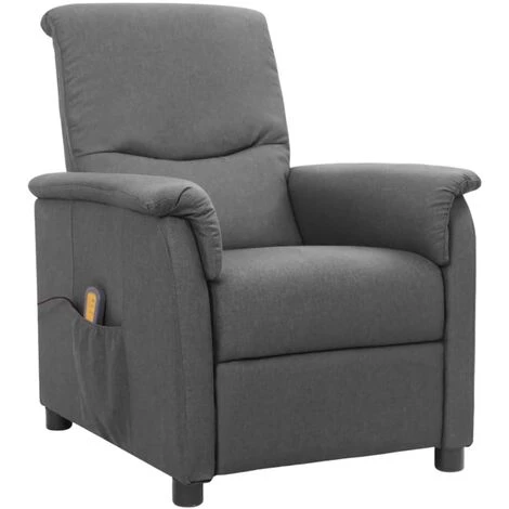 TRUE DEAL Fauteuil De Massage Inclinable Gris Clair Tissu 3 TRUE DEAL Fauteuil De Massage Inclinable Gris Clair Tissu