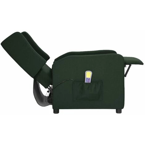 TRUE DEAL Fauteuil De Massage Inclinable Vert Foncé Tissu 7 TRUE DEAL Fauteuil De Massage Inclinable Vert Foncé Tissu – Image 5