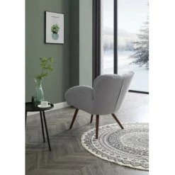 AUTRES Fauteuil - Pieds Bois - Tissu Gris - L 50 X P 72 X H 85 Cm- LANCASTER -Pas Cher Fauteuil Magasin 57866626 3