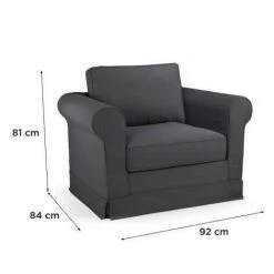 AUTRES ROY Fauteuil Tissu Gris Ardoise - L 92 X P 84 X H 81 Cm -Pas Cher Fauteuil Magasin 57868227 5