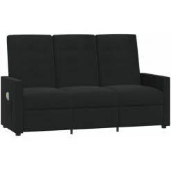 Fauteuil De Massage Inclinable à 3 Places Tissu Noir VidaXL -Pas Cher Fauteuil Magasin 57912313 2