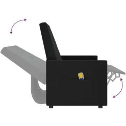 Fauteuil De Massage Inclinable à 3 Places Tissu Noir VidaXL -Pas Cher Fauteuil Magasin 57912313 5