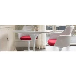 LES TENDANCES Fauteuil Blanc Brillant Avec Coussin Tissu Bleu Pétale De Tulipe 7 LES TENDANCES Fauteuil Blanc Brillant Avec Coussin Tissu Bleu Pétale De Tulipe -Pas Cher Fauteuil Magasin 58084076 3