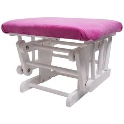 DéCOSHOP26 Fauteuil Chaise à Bascule Rocking Chair Avec Repose-pieds Relaxation Design Rustique En Bois De Bouleau Blanc Et Tissu Velours Rose - Rose -Pas Cher Fauteuil Magasin 58088854 3