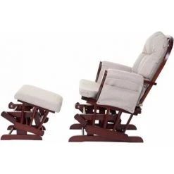 DéCOSHOP26 Fauteuil Chaise à Bascule Rocking Chair Avec Repose-pieds Relaxation Design Rustique En Bois De Bouleau Blanc Et Tissu Velours Rose - Rose -Pas Cher Fauteuil Magasin 58088854 4