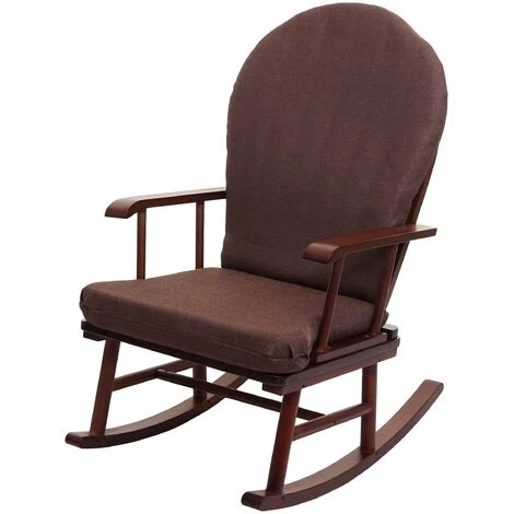 DéCOSHOP26 Fauteuil Chaise à Bascule Rocking Chair Relaxation En Tissu Marron Et Bois Massif Marron - Marron 3 DéCOSHOP26 Fauteuil Chaise à Bascule Rocking Chair Relaxation En Tissu Marron Et Bois Massif Marron - Marron