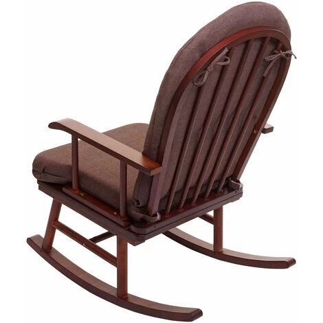 DéCOSHOP26 Fauteuil Chaise à Bascule Rocking Chair Relaxation En Tissu Marron Et Bois Massif Marron - Marron 5 DéCOSHOP26 Fauteuil Chaise à Bascule Rocking Chair Relaxation En Tissu Marron Et Bois Massif Marron - Marron – Image 3