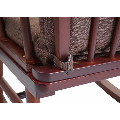 DéCOSHOP26 Fauteuil Chaise à Bascule Rocking Chair Relaxation En Tissu Marron Et Bois Massif Marron - Marron 7 DéCOSHOP26 Fauteuil Chaise à Bascule Rocking Chair Relaxation En Tissu Marron Et Bois Massif Marron - Marron – Image 5