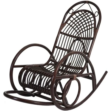 DéCOSHOP26 Fauteuil Chaise à Bascule Rocking Chair Relaxation Design Rustique En Rotin Marron Coussin Marron - Marron 5 DéCOSHOP26 Fauteuil Chaise à Bascule Rocking Chair Relaxation Design Rustique En Rotin Marron Coussin Marron - Marron – Image 3