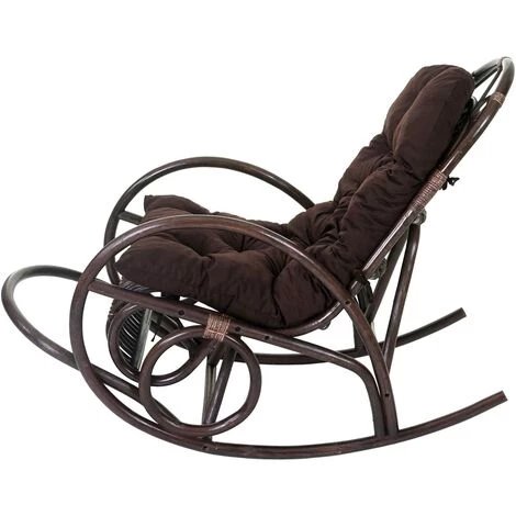 DéCOSHOP26 Fauteuil Chaise à Bascule Rocking Chair Relaxation Design Rustique En Rotin Marron Coussin Marron - Marron 7 DéCOSHOP26 Fauteuil Chaise à Bascule Rocking Chair Relaxation Design Rustique En Rotin Marron Coussin Marron - Marron – Image 5