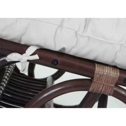 DéCOSHOP26 Fauteuil Chaise à Bascule Rocking Chair Relaxation Design Rustique En Rotin Marron Coussin Blanc - Marron -Pas Cher Fauteuil Magasin 58088936 3