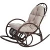 DéCOSHOP26 Fauteuil Chaise à Bascule Rocking Chair Relaxation Design Rustique En Rotin Marron Coussin Crème - Marron -Pas Cher Fauteuil Magasin 58089864 1