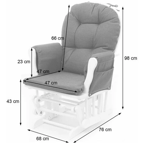 DéCOSHOP26 Fauteuil Chaise à Bascule Rocking Chair Avec Repose-pieds Relaxation Design Rustique En Bois De Bouleau Blanc Et Tissu Gris Foncé - Gris 7 DéCOSHOP26 Fauteuil Chaise à Bascule Rocking Chair Avec Repose-pieds Relaxation Design Rustique En Bois De Bouleau Blanc Et Tissu Gris Foncé - Gris – Image 5