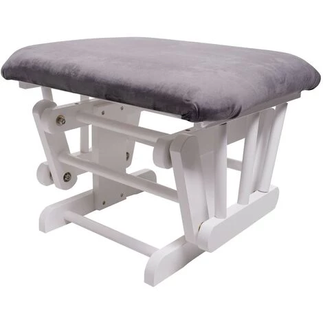 DéCOSHOP26 Fauteuil Chaise à Bascule Rocking Chair Avec Repose-pieds Relaxation Design Rustique En Bois De Bouleau Blanc Et Tissu Velours Gris - Gris 5 DéCOSHOP26 Fauteuil Chaise à Bascule Rocking Chair Avec Repose-pieds Relaxation Design Rustique En Bois De Bouleau Blanc Et Tissu Velours Gris - Gris – Image 3