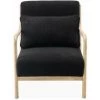 ALICE'S GARDEN Fauteuil à Bouclettes . Bois Et Tissu. 1 Place Droit Fixe. Pieds Compas Scandinave. Structure En Bois Solide. Assise Confortable Polyester Noir - Noir -Pas Cher Fauteuil Magasin 58121462 1