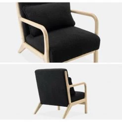 ALICE'S GARDEN Fauteuil à Bouclettes . Bois Et Tissu. 1 Place Droit Fixe. Pieds Compas Scandinave. Structure En Bois Solide. Assise Confortable Polyester Noir - Noir 11 ALICE'S GARDEN Fauteuil à Bouclettes . Bois Et Tissu. 1 Place Droit Fixe. Pieds Compas Scandinave. Structure En Bois Solide. Assise Confortable Polyester Noir - Noir -Pas Cher Fauteuil Magasin 58121462 5