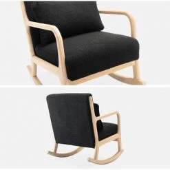 ALICE'S GARDEN Fauteuil à Bascule Design En Bois Et Tissu, Bouclettes Noires 1 Place, Rocking Chair Scandinave - Noir 11 ALICE'S GARDEN Fauteuil à Bascule Design En Bois Et Tissu, Bouclettes Noires 1 Place, Rocking Chair Scandinave - Noir -Pas Cher Fauteuil Magasin 58121473 5