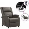 Fauteuil Inclinable Électrique Véritable Gris Cuir VidaXL -Pas Cher Fauteuil Magasin 58125806 1
